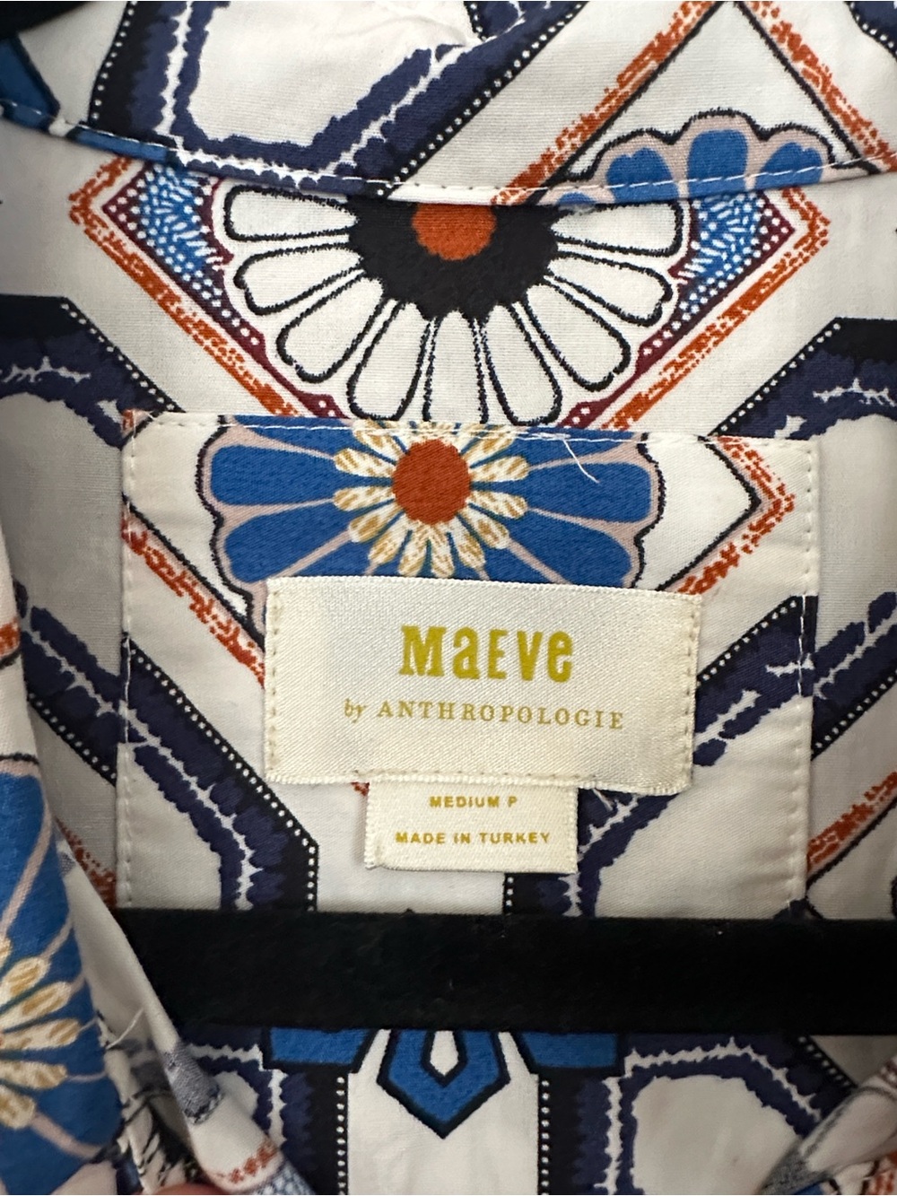 Maeve Blue & White Geometric Tiered Midi Dress - Picture 2 of 6